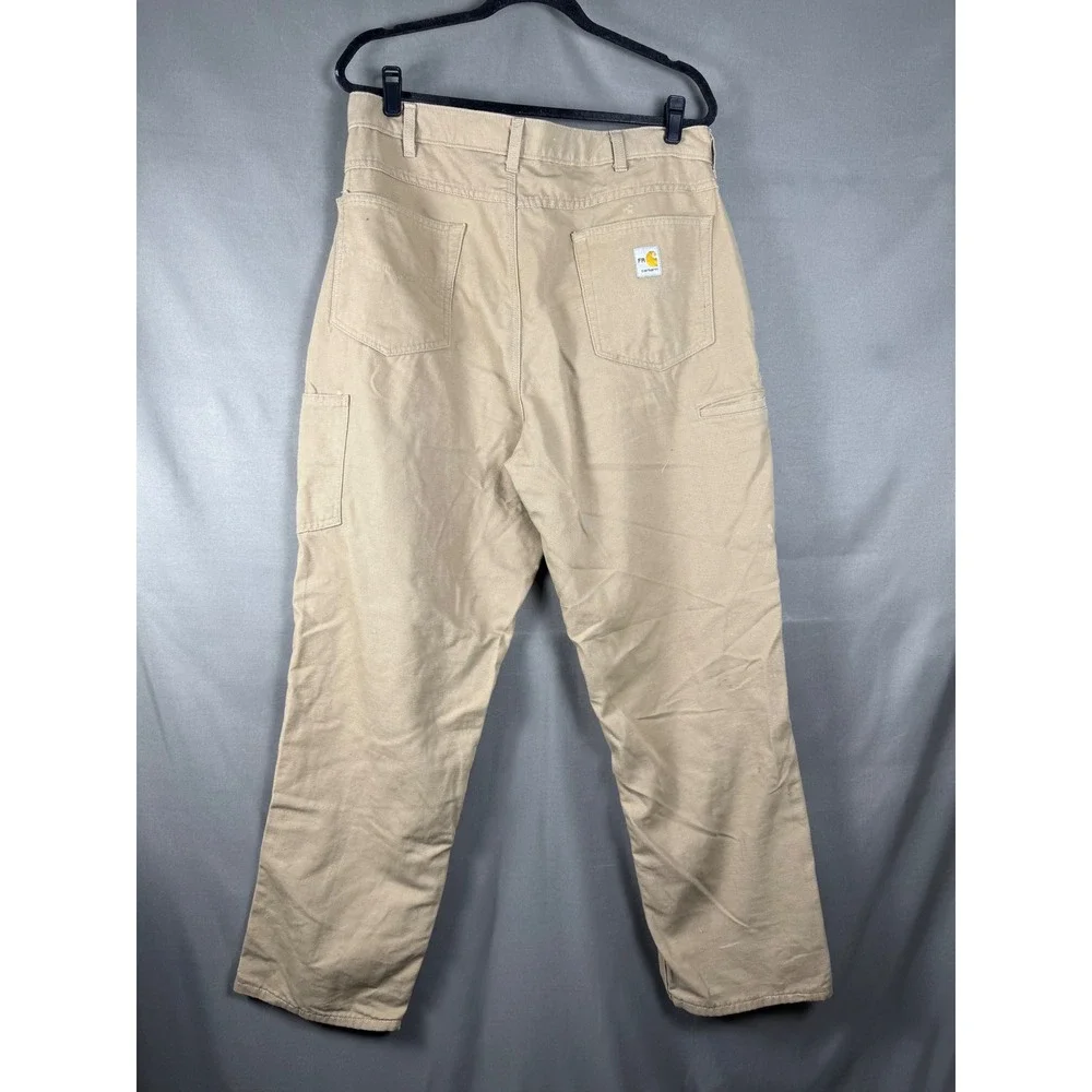 Carhartt FR Flame Resistant Pants Mens 36x36Tan Loose Fit Canvas Work Trousers